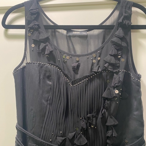 Oasis Black Embellished Midi Dress - Picture 3 of 10